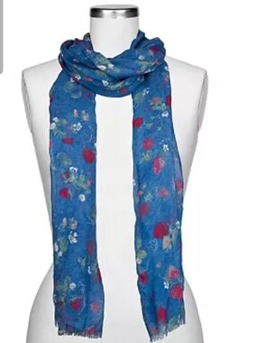 Patricia Nash Blue & Strawberry Floral Wrap Scarf NWT